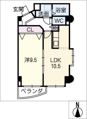 メビウスA.K(1LDK/6階)の間取り写真