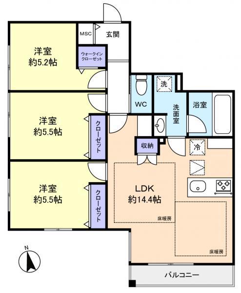 NAKASU(3LDK/1階)の間取り写真