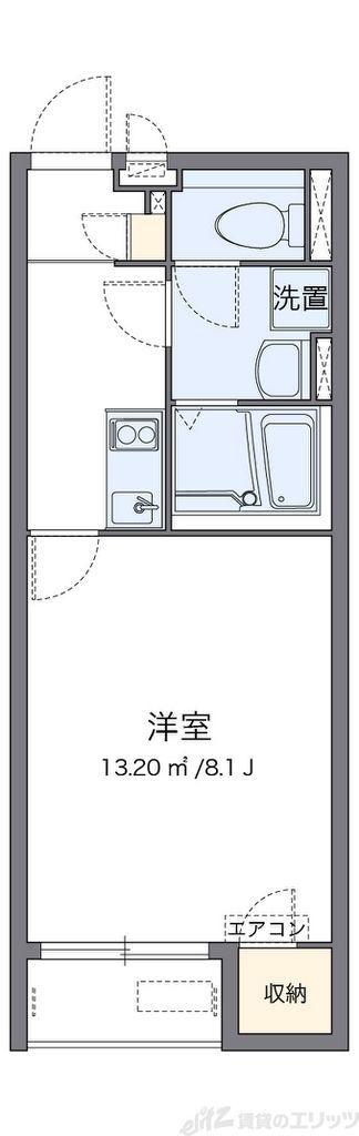クレイノコンフォート上本町II(1K/1階)の間取り写真