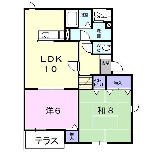 スカイドミール(2LDK/1階)の間取り写真
