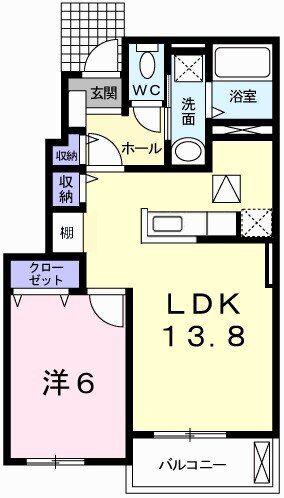 エクセレントアベニュー(1LDK/1階)の間取り写真