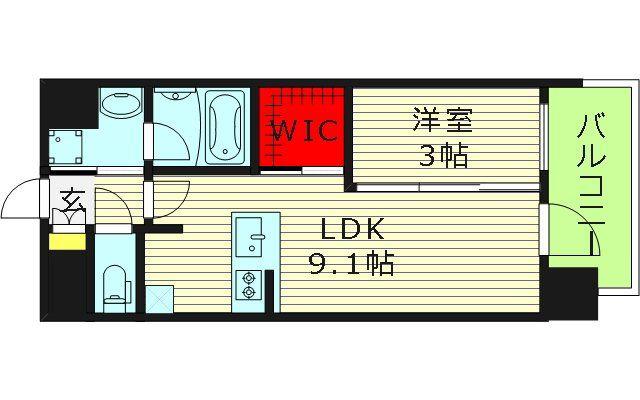 レオンヴァリエ長堀通(1LDK/7階)の間取り写真