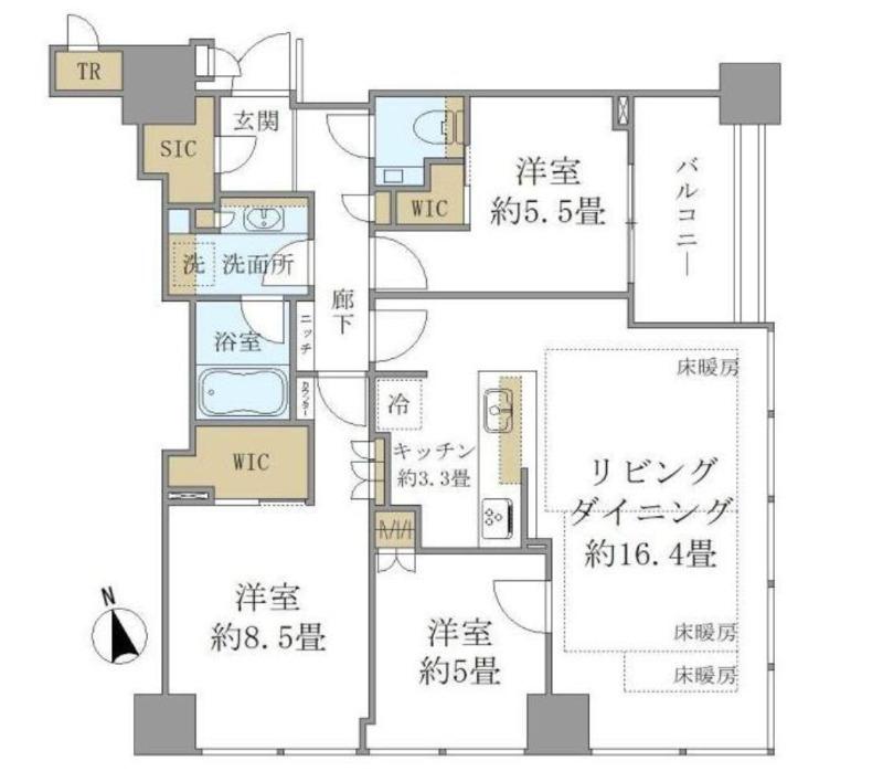 白金ザ・スカイ イースト(3LDK/19階)の間取り写真