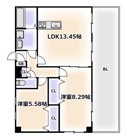 BUDS8(2LDK/2階)の間取り写真