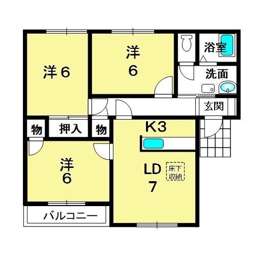アビタ吉身B(3LDK/1階)の間取り写真