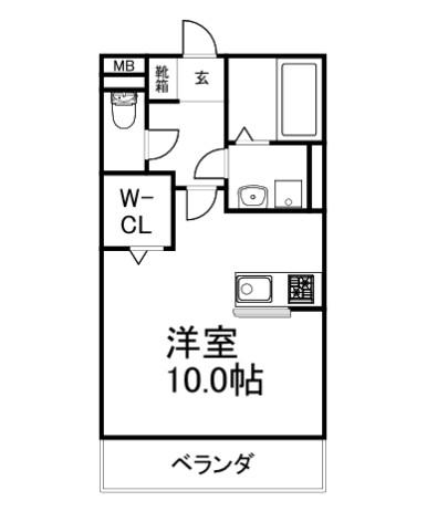 リヴェール香里園(ワンルーム/1階)の間取り写真