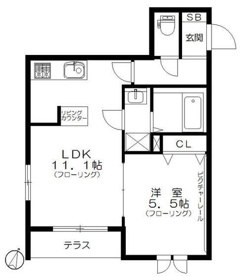 CASA DE LA FRONTERA(1LDK/1階)の間取り写真