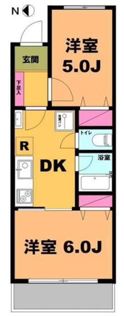 Tマンション3(2DK/3階)の間取り写真