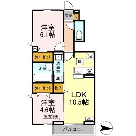 ラブエルタ(2LDK/1階)の間取り写真
