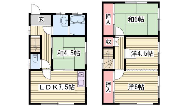 氷室団地(4LDK/1階)の間取り写真