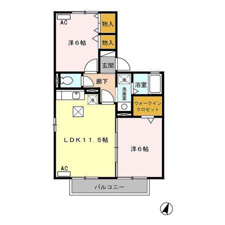 エクレール(2LDK/1階)の間取り写真