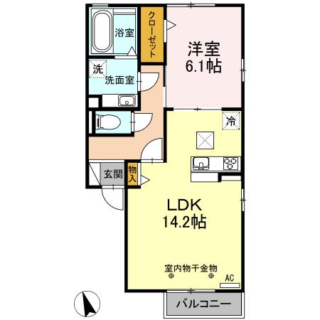 セイクリッド(1LDK/1階)の間取り写真