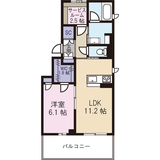 ル・ソレイユ(1SLDK/2階)の間取り写真