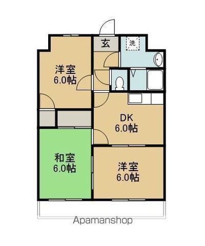 サンライズ長友(3DK/3階)の間取り写真