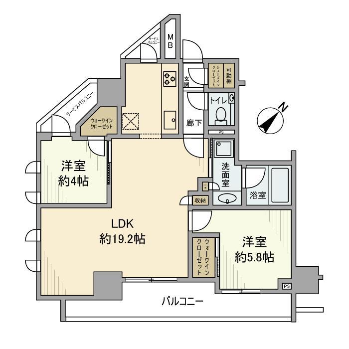 アトラス西日暮里道灌山(2LDK/9階)の間取り写真