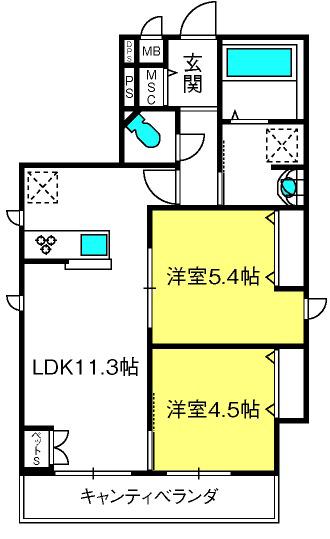 MASOIN・COURAGE(2LDK/2階)の間取り写真