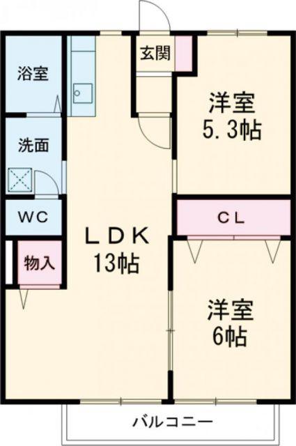 RIVER VILLAGE(2LDK/1階)の間取り写真