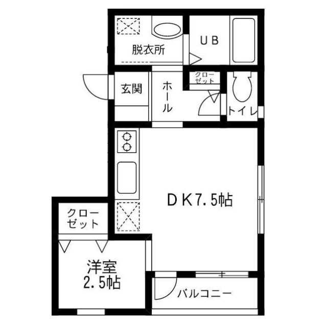 アイランド3(1DK/2階)の間取り写真