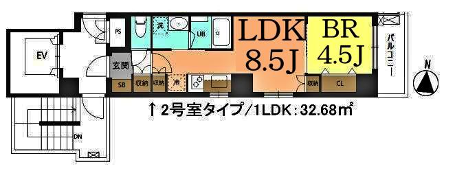 GRAND-M RE横浜大口(1LDK/7階)の間取り写真