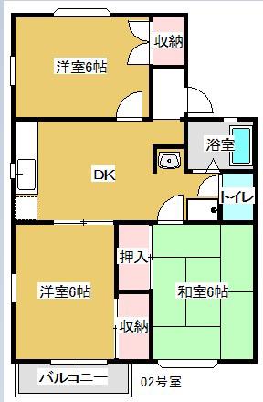 フォレスト本郷A(3DK/2階)の間取り写真