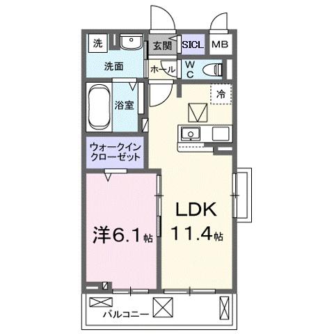 エルグランデSOU(1LDK/1階)の間取り写真
