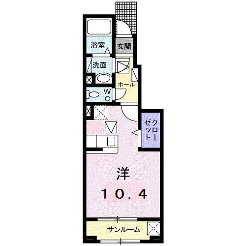 ラ ベル アルモニー(ワンルーム/1階)の間取り写真