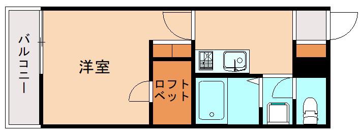 レオパレス空港通 II(1K/2階)の間取り写真