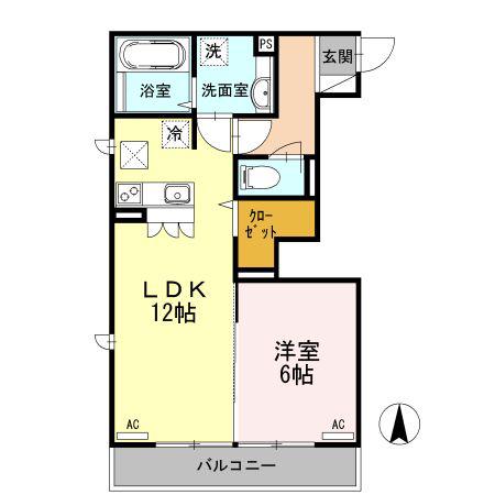 ハピネス仲町(1LDK/1階)の間取り写真