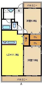 ラ・トゥール代官町(2LDK/6階)の間取り写真