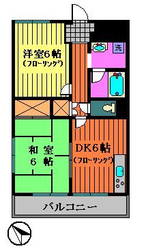 杉山ハイツ(2DK/2階)の間取り写真