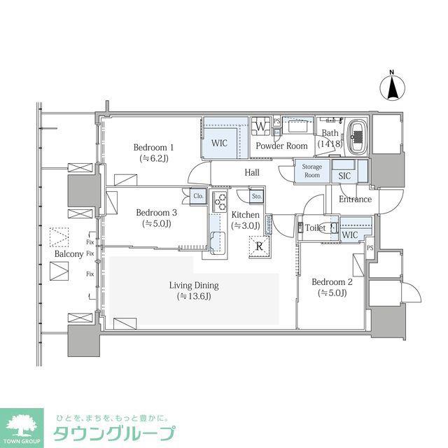 グランドシティタワー月島(3LDK/43階)の間取り写真