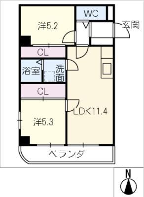 G1ビル牧の里(2LDK/4階)の間取り写真