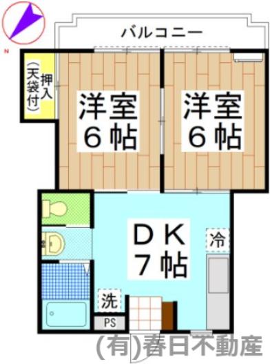 黒砂第5ハイツ(2DK/3階)の間取り写真