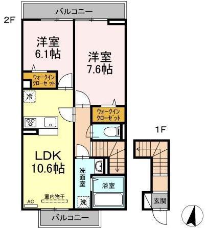 輝カガヤキ(2LDK/2階)の間取り写真