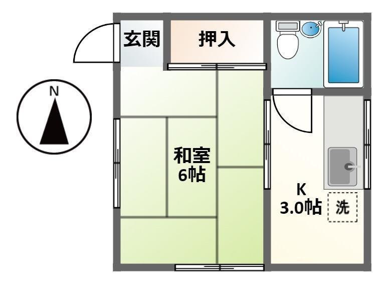 ハイツコバト(1K/1階)の間取り写真