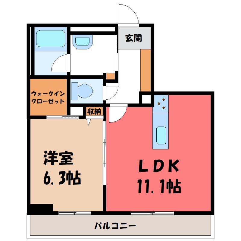 アンビシア(1LDK/2階)の間取り写真
