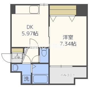 R SQUARE 東天満(1DK/9階)の間取り写真