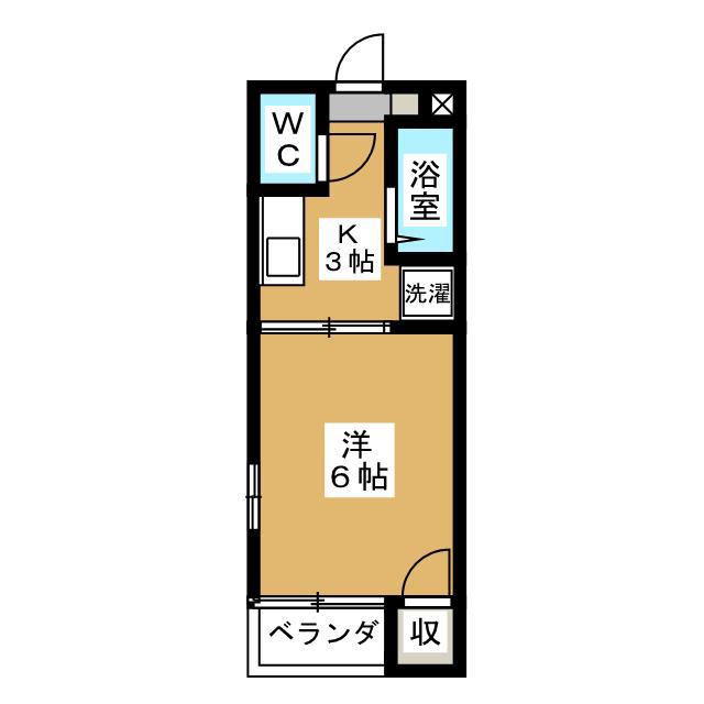 Kコスモスハイツ(1K/2階)の間取り写真