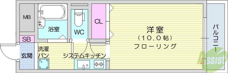 エルスタンザ河原町(1K/4階)の間取り写真