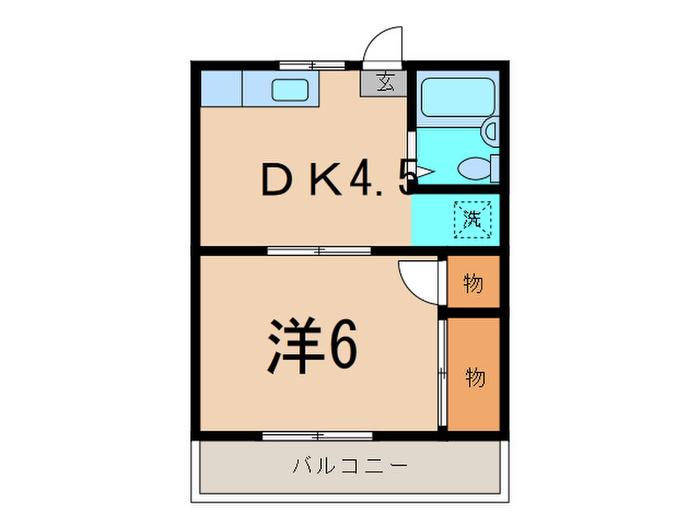 臼杵ハイツ(1DK/2階)の間取り写真