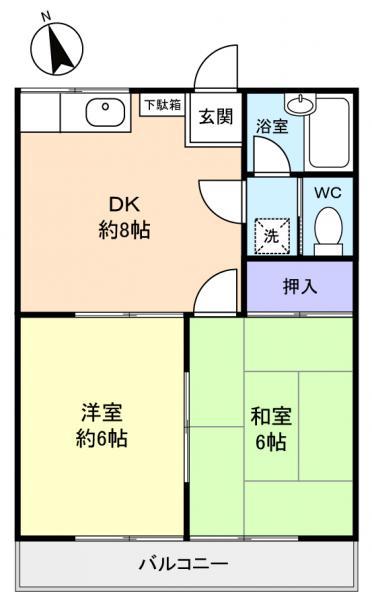 グランドール北習志野(2DK/2階)の間取り写真