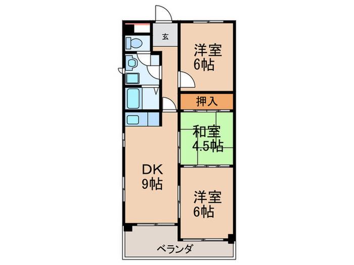 シーズンコート牧の里B(3DK/2階)の間取り写真