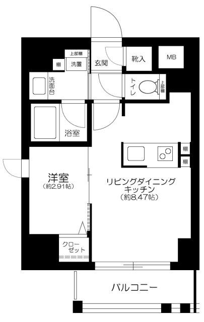 GRANSITE千代田水道橋(1LDK/9階)の間取り写真