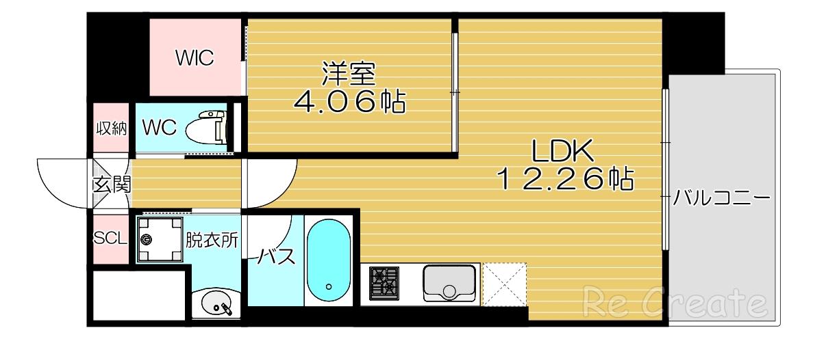 レオングラン本町橋(1LDK/14階)の間取り写真