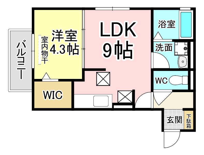 メゾンプランタニエール ドゥ(1LDK/1階)の間取り写真