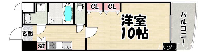 ロイヤルコンフォート渡辺通(1K/6階)の間取り写真