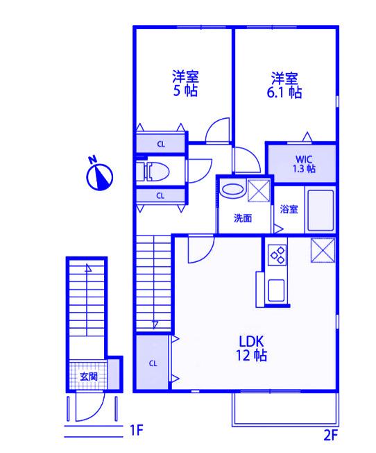 ソフィア鎌倉(2LDK/2階)の間取り写真