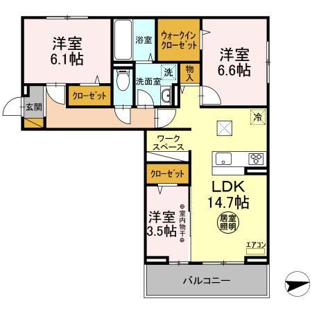 アルジェント(3LDK/1階)の間取り写真