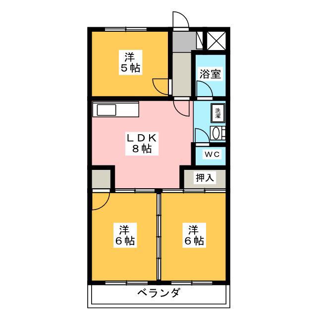 大恵第3マンション(3LDK/3階)の間取り写真