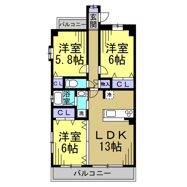 レジオン・ド・ヌール(3LDK/4階)の間取り写真